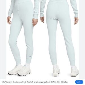 Nike Women's High-Rise Full-Length Leggings joggers Pale Blue XL NWOT Waffle